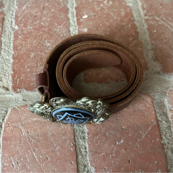 VTG Lucky Brand Brass Dragon Leather Belt Sz S main image 7